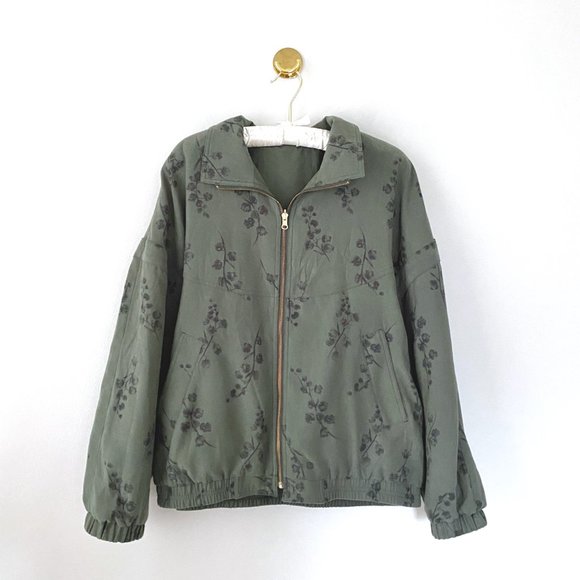 90s Deep Sage Botanical Oversized Coat - Picture 7 of 9